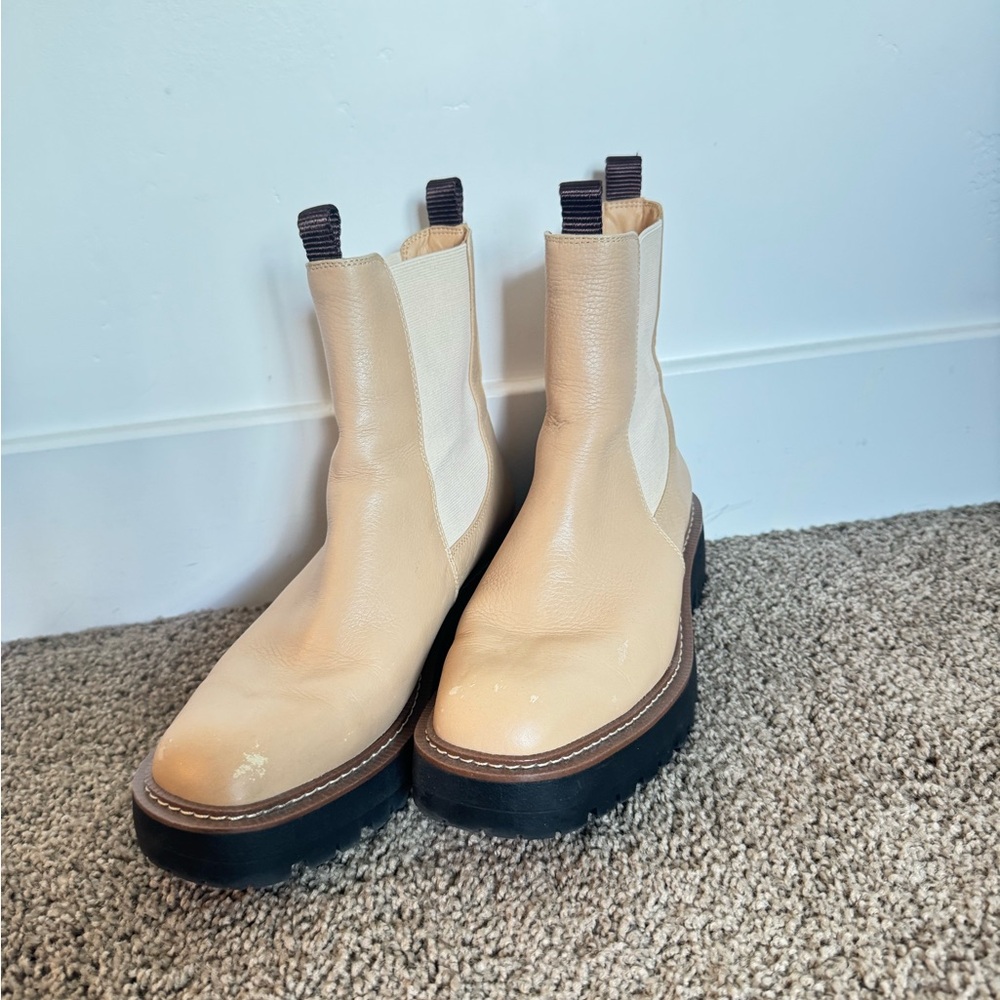 Sam Edelman Cream Ankle Boots